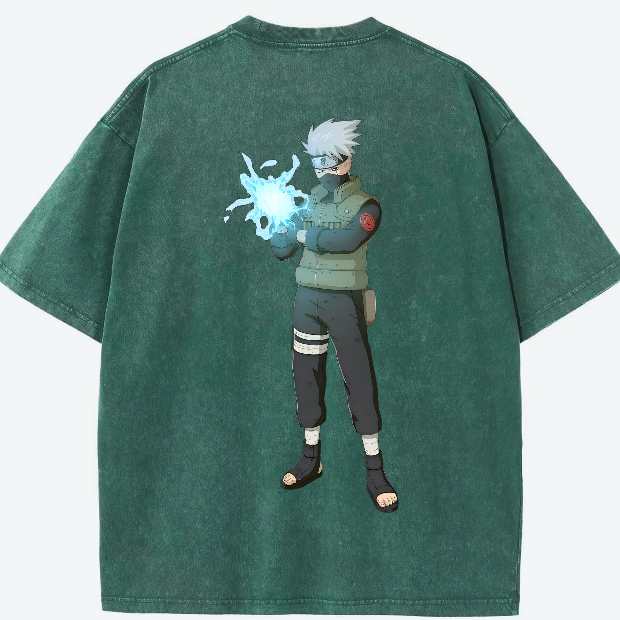 （画像用） NARUTO -ナルト- はたけ カカシ Hatake Kakashi 綿100% ヴィンテージ風 半袖Tシャツ（背面プリント）